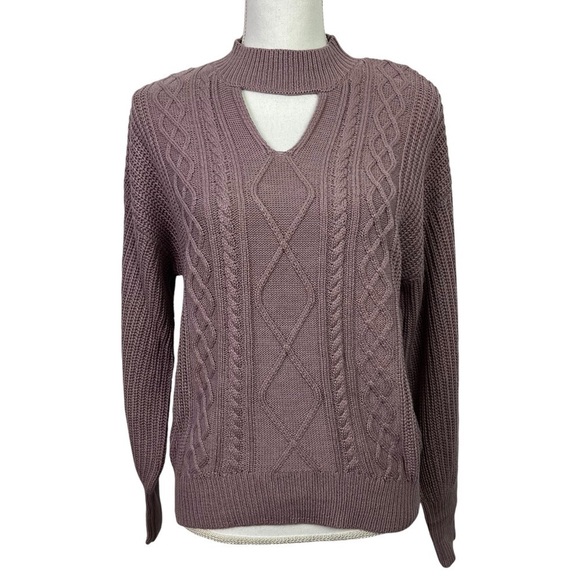 Steve Madden Womens Pullover Knit Sweater Sz Small Cut-out Neck Elderberry Color - Picture 1 of 12